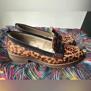 Boden penny loafers; size 41 (9.5); leopard pony